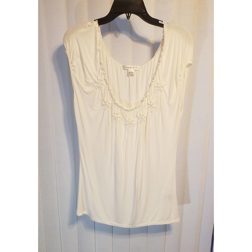 August Silk size large white blouse